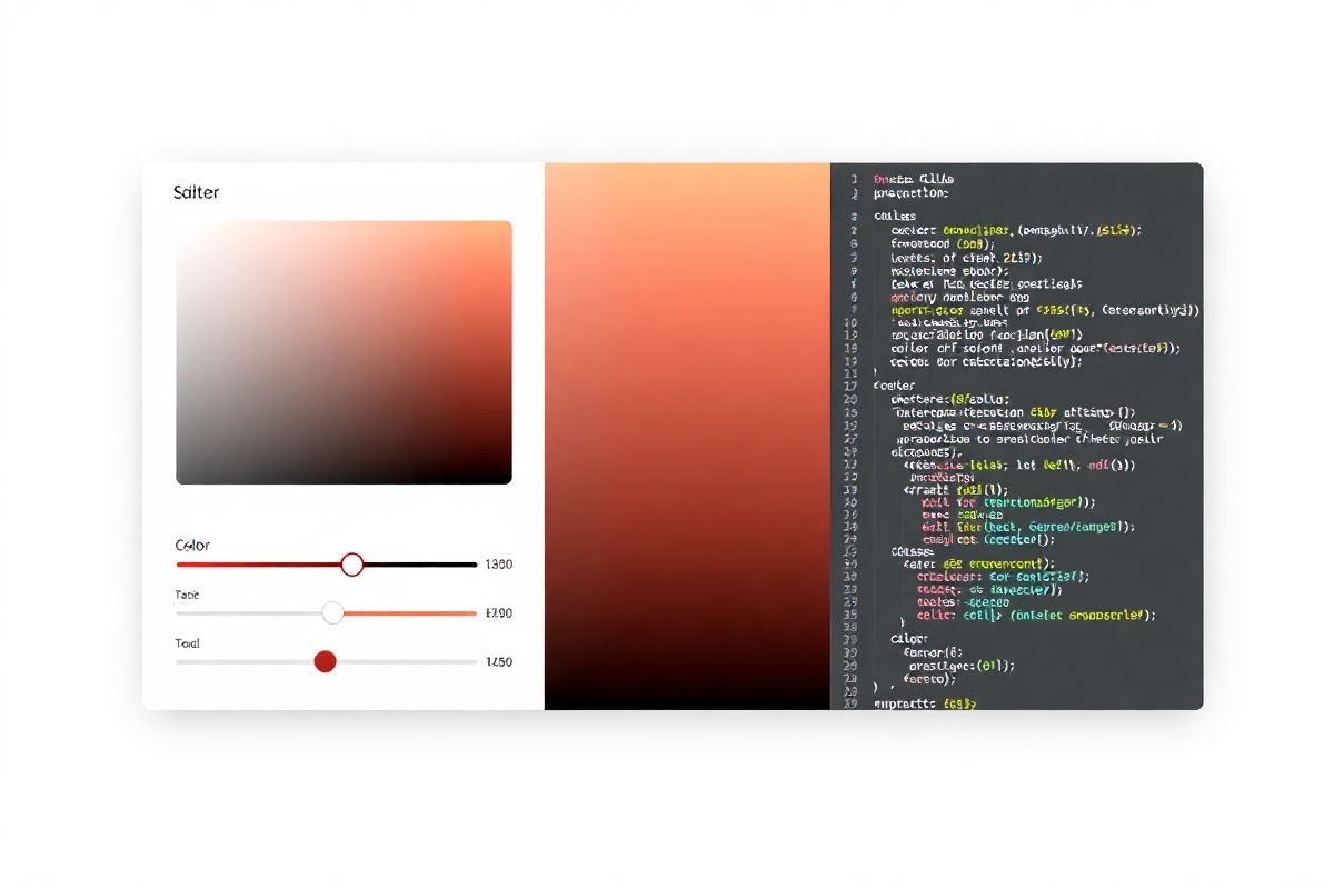 ChromaFlow editor interface showing real-time gradient manipulation and code output panel